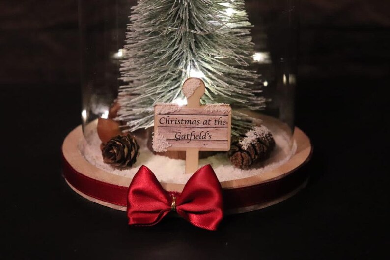 Christmas Tree Glass Dome Bell Cloche Jar With LED Lights Etsy