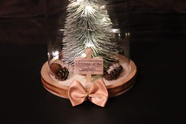 Christmas Tree Glass Dome Bell Cloche Jar With LED Lights Etsy