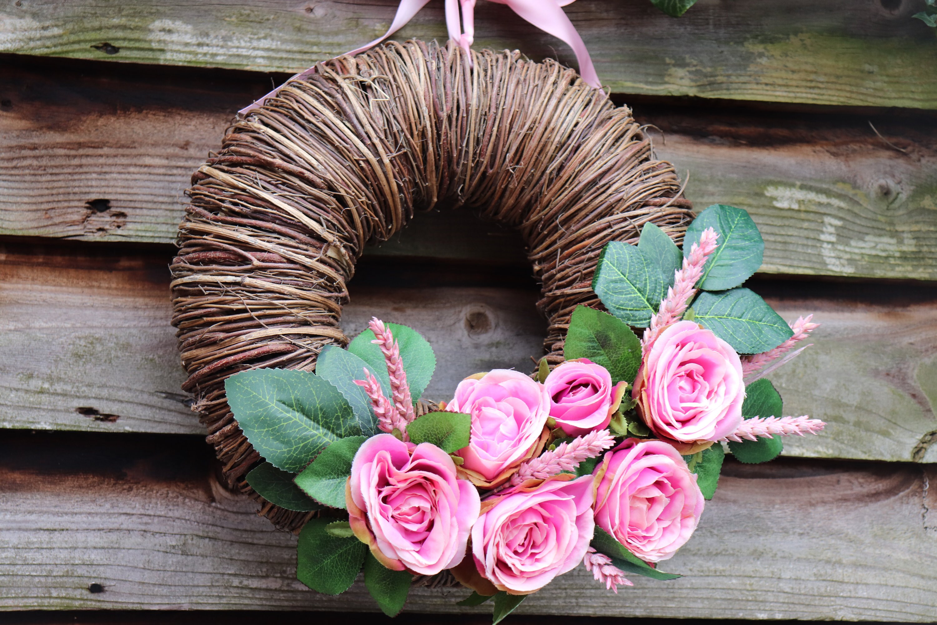 Floral Wreath 30cm Roses Flower Wreath Artificial Flowers Etsy