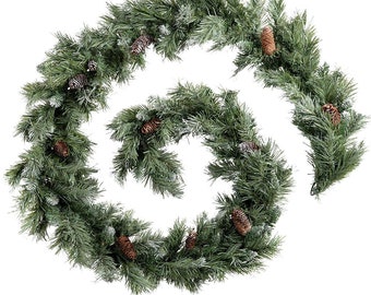 Christmas Scandinavian Blue Spruce Garland With Natural Pine Cones 9ft Mantlepiece Fireplace Garland Xmas Stair Garland