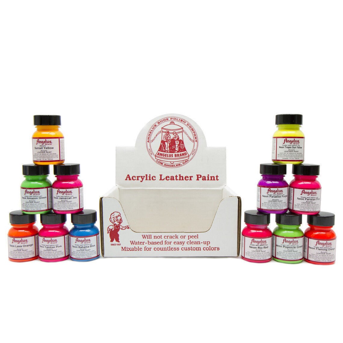 12 Bottles Angelus Leather Paint Set 1 oz Great for Bags Belts Etsy
