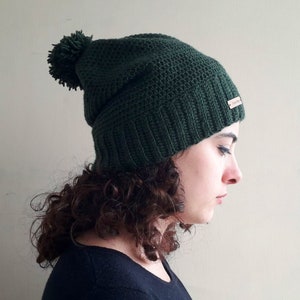 Unisex handmade crochet hat/ handmade green hat image 1