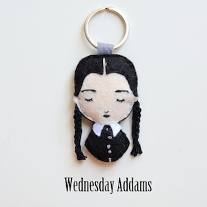Wednesday Addams keychain / Addams family / handmade felt keychain / Halloween / accessory / gift for fan