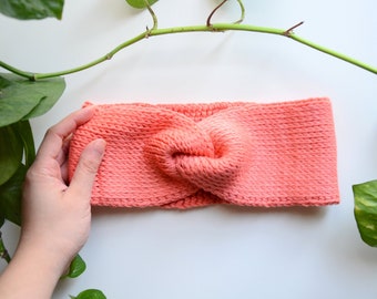 Wool hairband entirely handmade in peach crochet/fashion hair/women's hat/ winter fashion