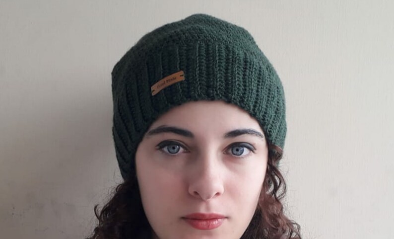 Unisex handmade crochet hat/ handmade green hat image 3