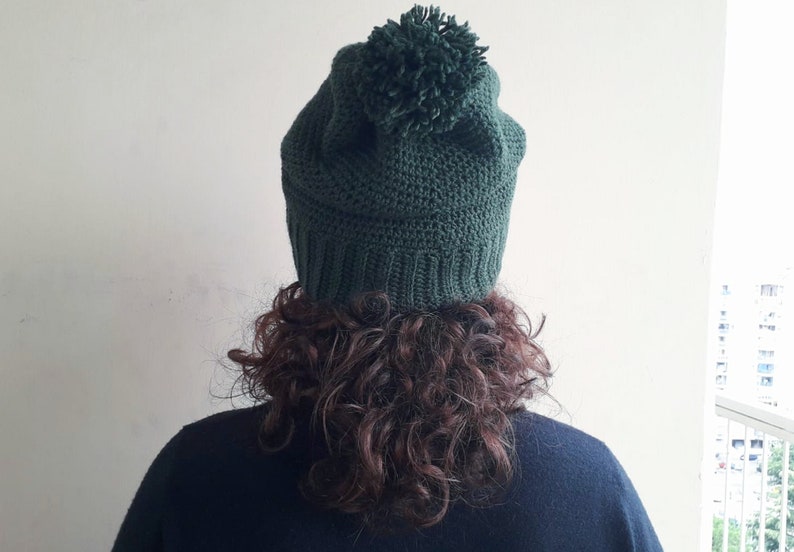 Unisex handmade crochet hat/ handmade green hat image 2