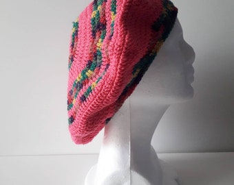 Handmade crochet beret /woman hat / multicolored/ warm and soft