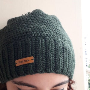 Unisex handmade crochet hat/ handmade green hat image 7