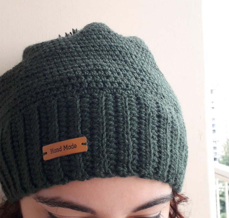 Unisex handmade crochet hat/ handmade green hat image 7