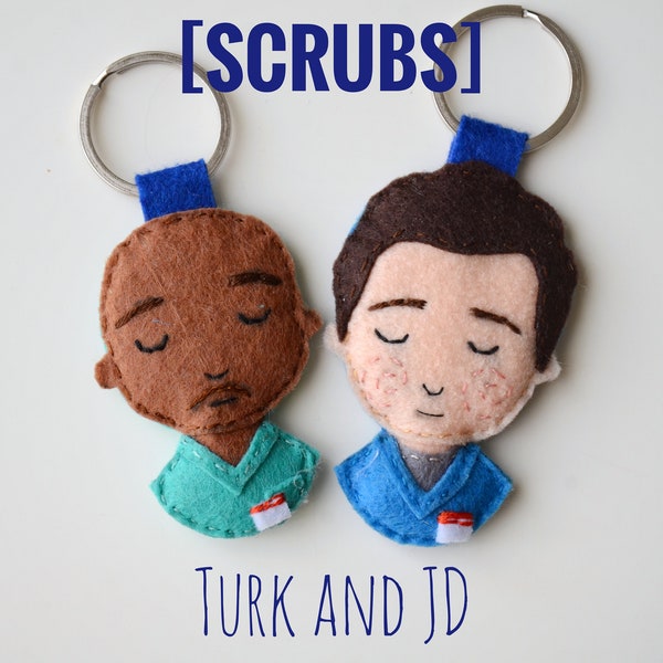 Scrubs / 2 John Dorian and Turk key rings / 2000s TV series fans / JD / gift between friends