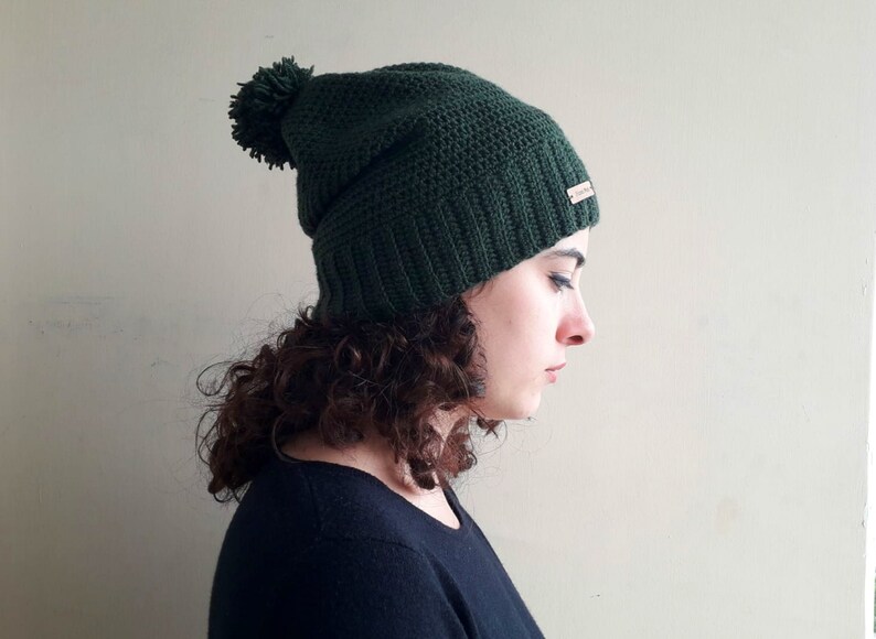 Unisex handmade crochet hat/ handmade green hat image 1