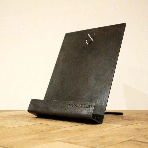 Industrial Recipe Book + Tablet/iPad Stand - Minimal metal design