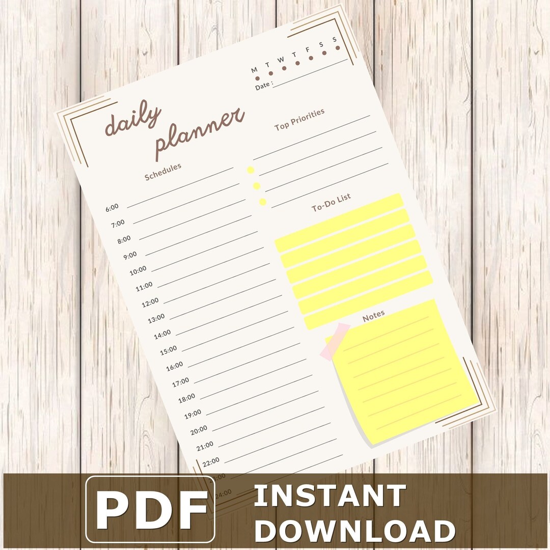 Daily Planner Printable / Pdf File Instant Dowload/ Daily - Etsy