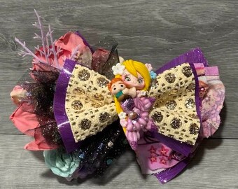 Purple Princess Mermaid Sparkle Girl Layered Birthday Photo Shoot Hair Bow