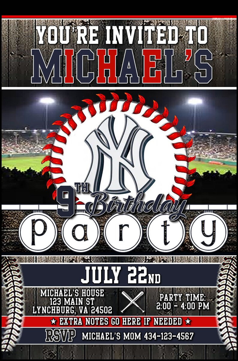 Personalizado New York Yankees NY Logo 5x7 invitación de | Etsy