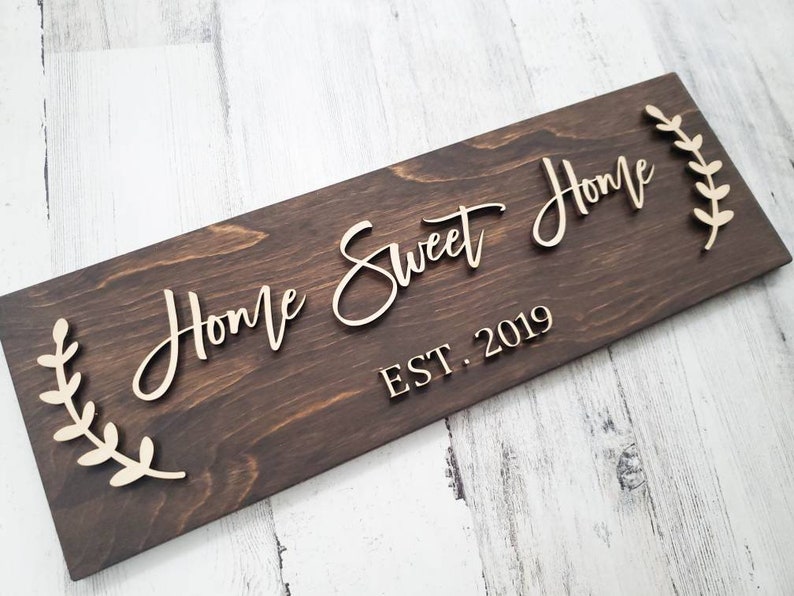 Wood name Sign Wedding Gift Cyber Monday 3D wood Sign housewarming gift Mothers day Gift Established Sign Home sweet home sign