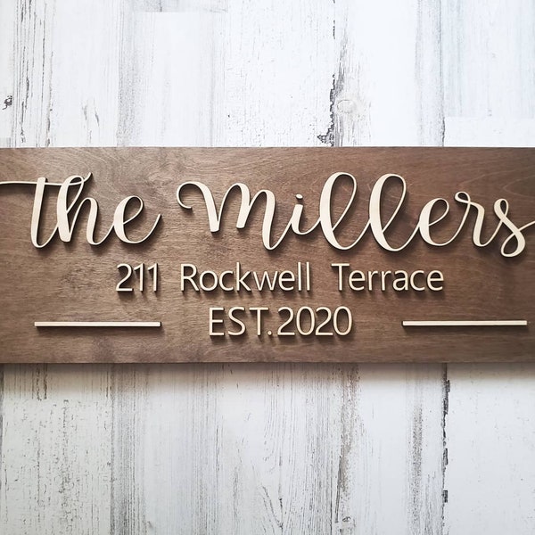 Last Name Sign | Custom Sign | Established Sign | Wood address Sign | Wedding Gift | 3D Sign | Family Name Sign | 3 D wood Sign | Home Sign