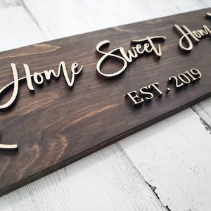 3D wood Sign | Home sweet home sign | Wood name Sign | Established Sign | Wedding Gift | housewarming gift | Mothers day Gift | Cyber Monday