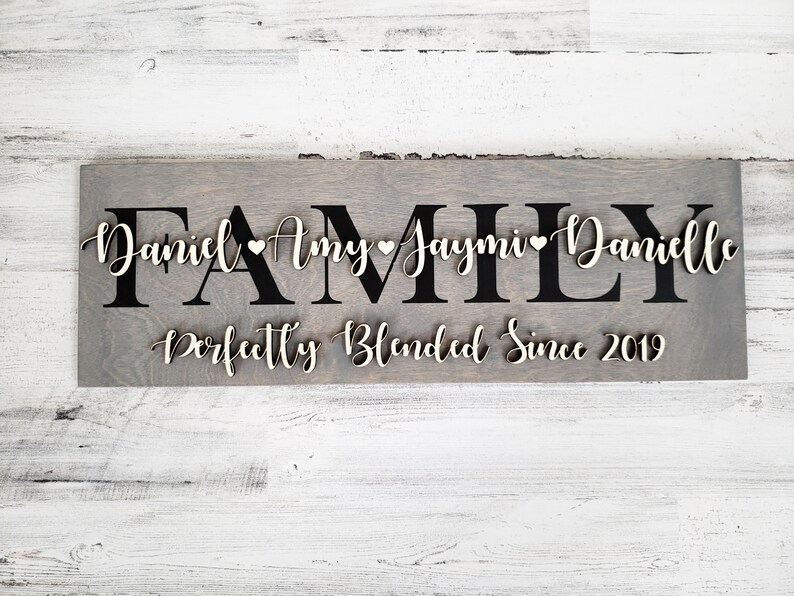 3D Blended Family Wood sign Family Home Decor Family Sign Etsy