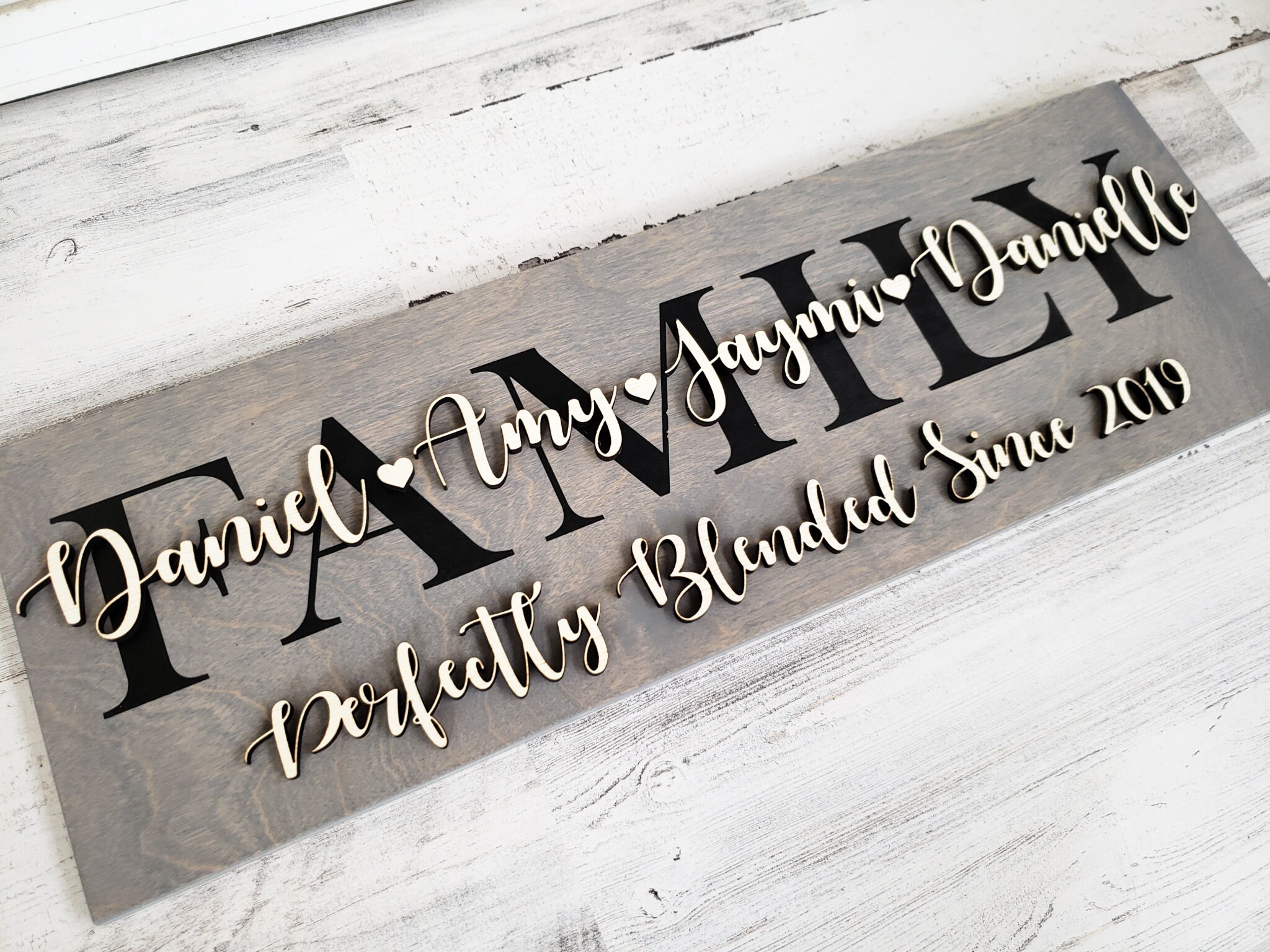 3D Blended Family Wood Sign Family Home Decor Family Sign Etsy