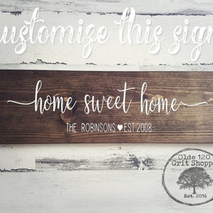 Home Sweet Home | Last name Sign | Wood Family Sign | Rustic Home Decor Sign | Personalized Gift | Wedding Gift | Housewarming Gift