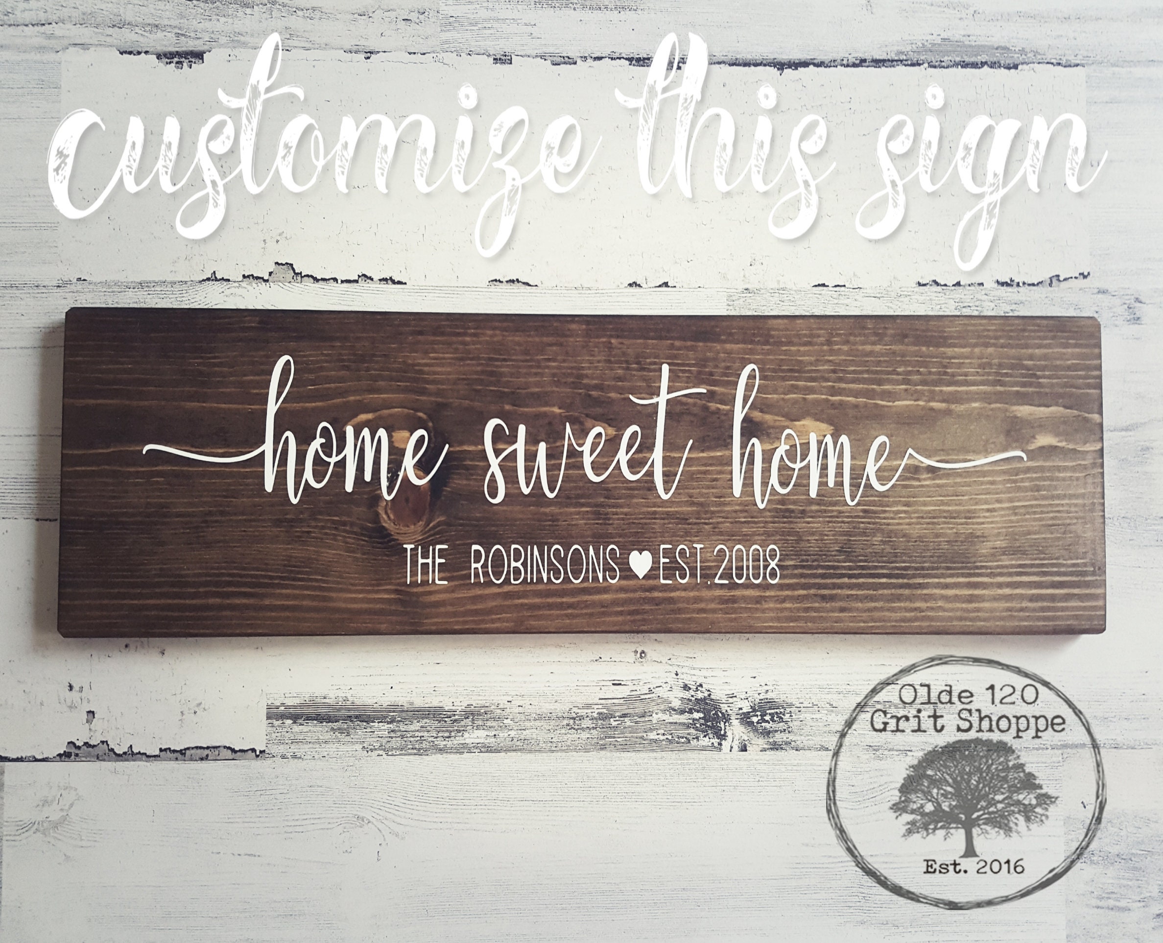 Beautiful name sign makes a great housewarming gift. Family name wooden signs with your established date