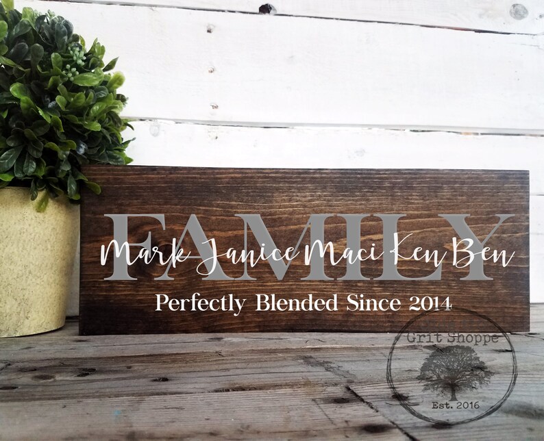 Blended Family Wood sign Family Wall Decor Rustic Home | Etsy