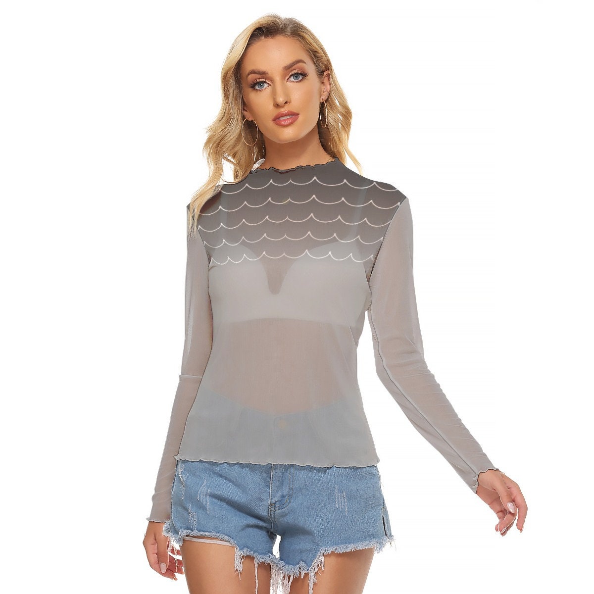 US Womens Tops Round Neck T-Shirt See Through Undershirts Sheer