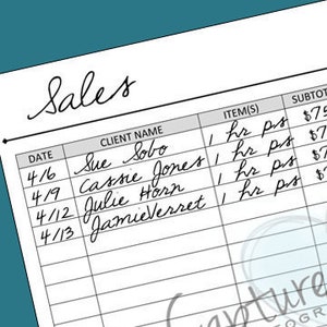 Sales Log - Personal or Business - Printable - INSTANT PDF DOWNLOAD