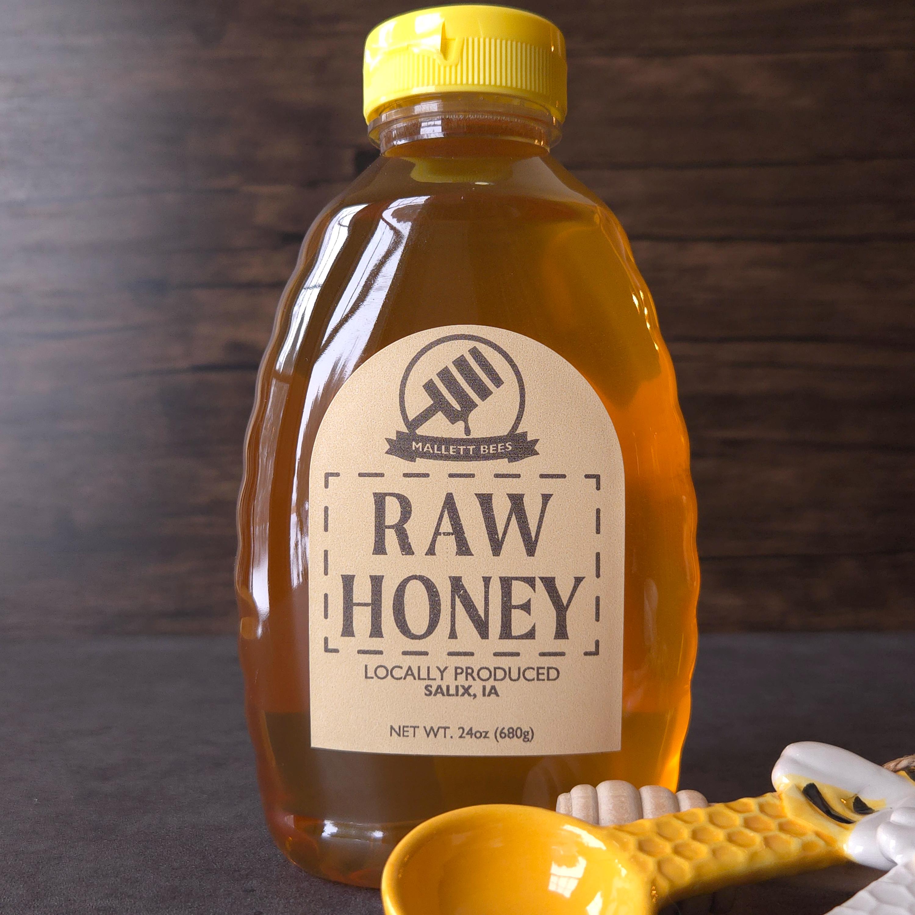Raw Honey from Iowa wildflower, goldenrod, and clover, 100% pure - 24oz plastic