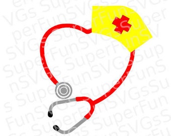 Nurse Hat Stethoscope monogram frame SVG - Digital Cutting File, SVG, DXF, png, eps - Silhouette Studio & Cricut