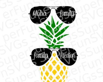 Ananas Familie Urlaub SVG - Digital schneiden Datei, SVG, DXF, Png, Eps - Silhouette Studio & Cricut