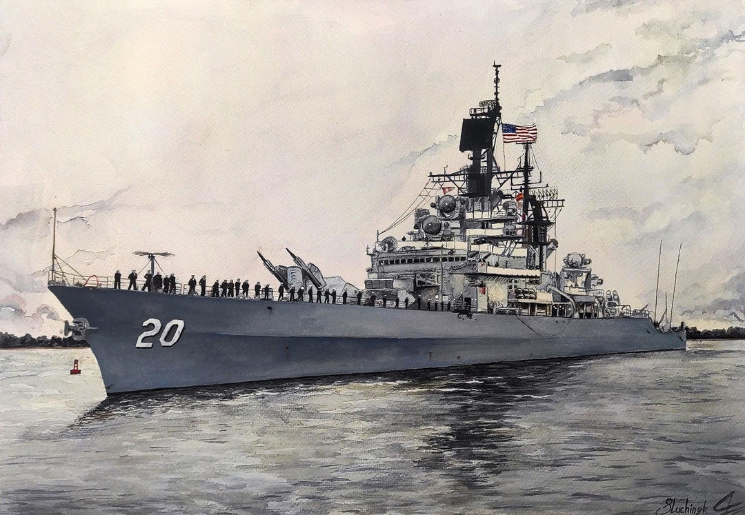 Warship Painting Military Watercolor Original Art US Navy Artwork ...
