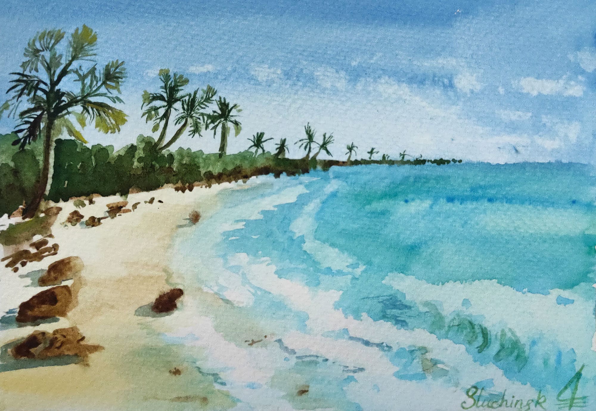 Hawaii Malerei Aquarell Original Kunst Küste Malerei Himmel | Etsy