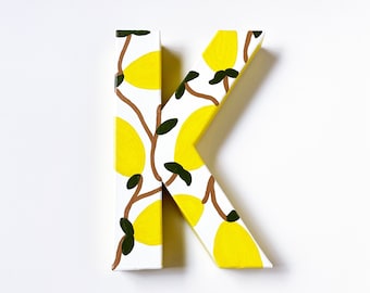 Hand-Painted Lemon Wood Letter, Summer Party Decor