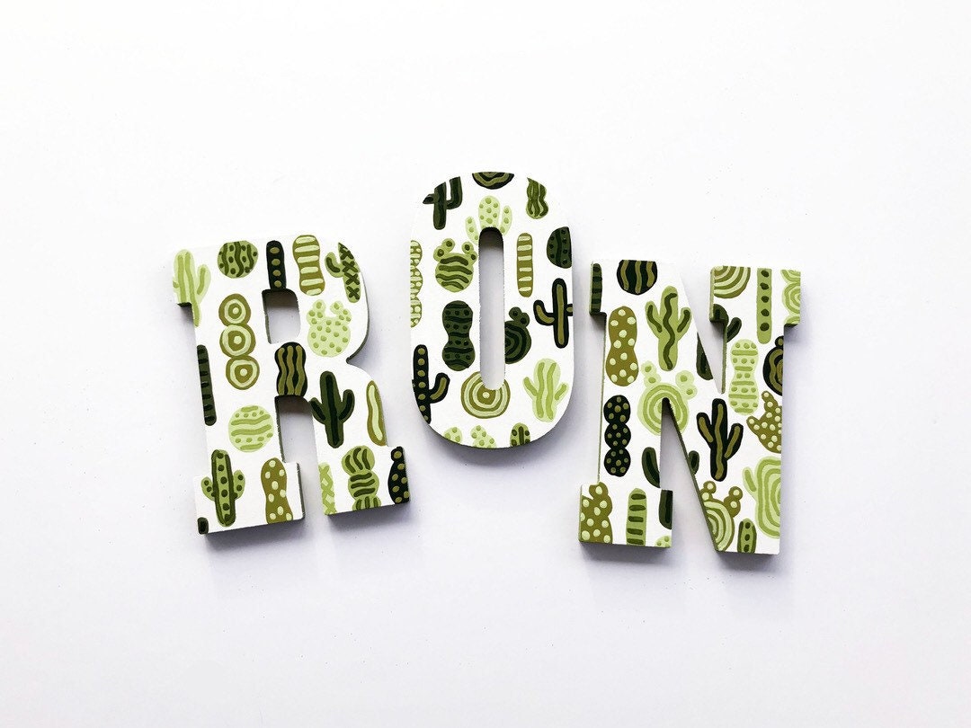 Hand-painted Cactus Wood Letter, Succulent Party Decor - Etsy