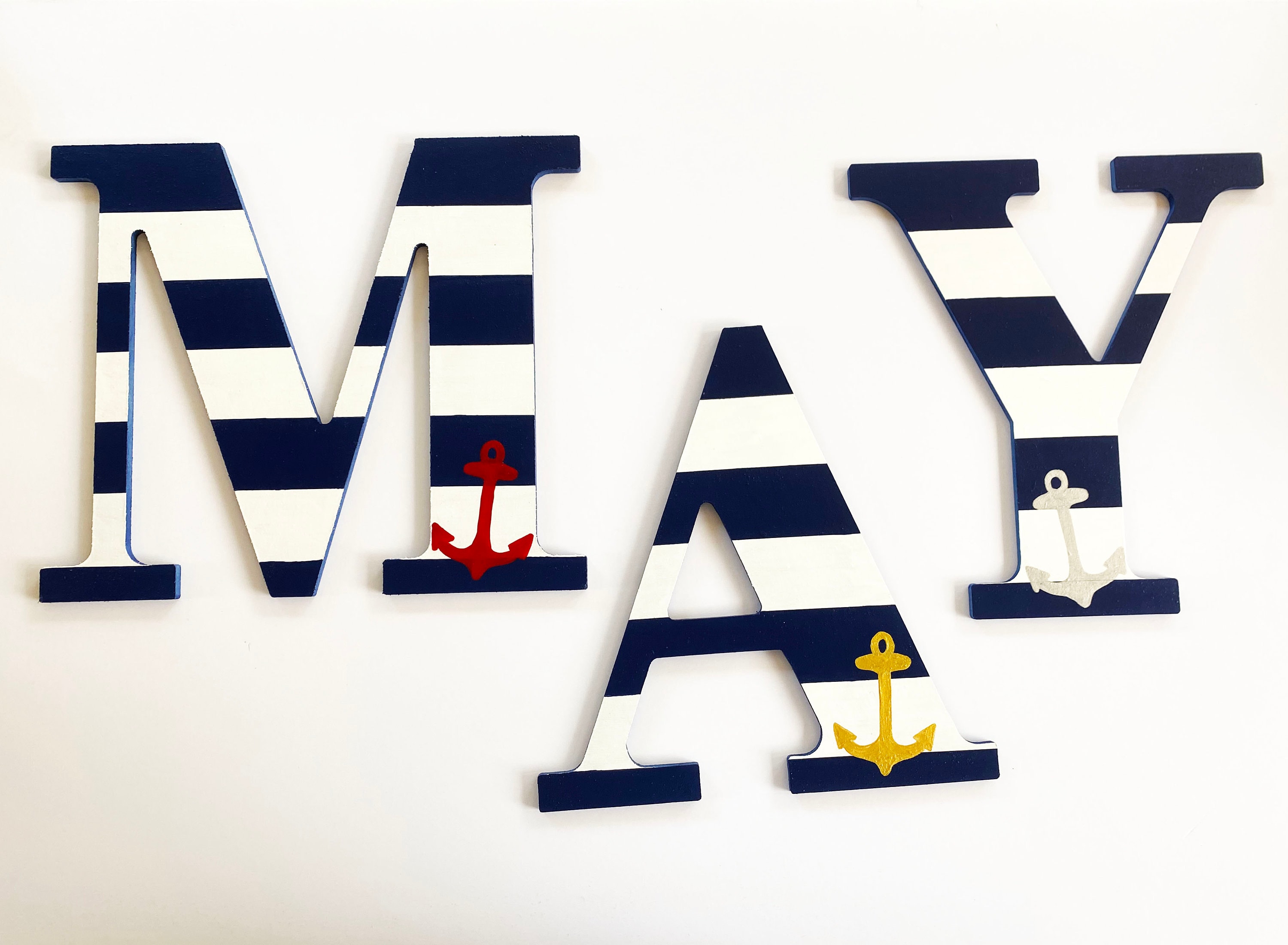 Navy Nautical letters nautical decor anchor design nautical | Etsy