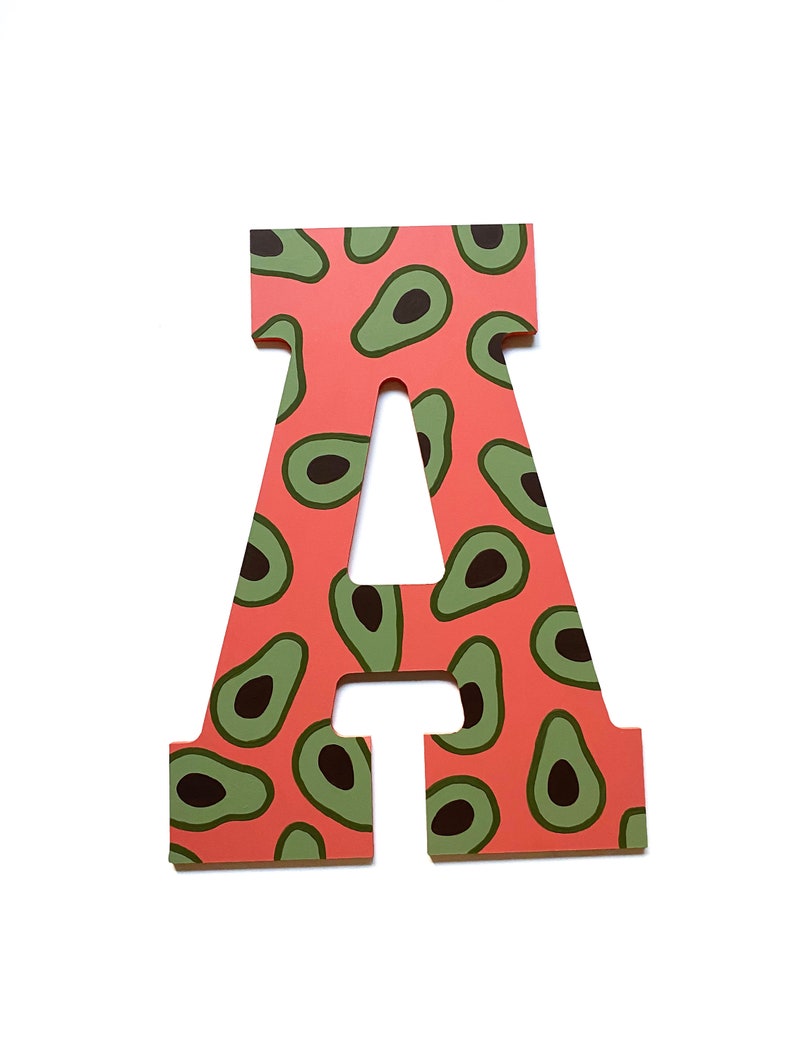 Hand-painted Avocado Wood Letter, Tropical Decor - Etsy