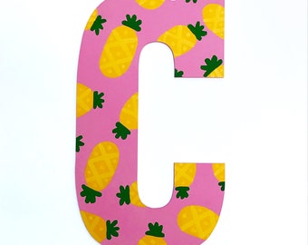 Hand-Painted Pineapple Letter, Tropical Decor, Monogram Initial