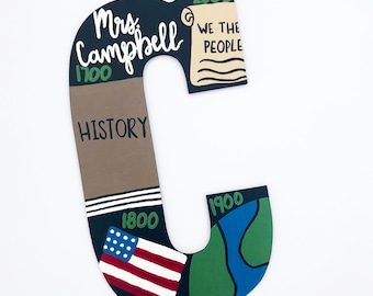 Hand-Painted History Teacher Letter Sign, Social Studies Teacher Appreciation Gift
