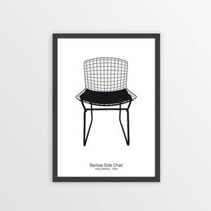 BERTOIA CHAIR PRINT, Chair Print, Mid Century Print, Bertoia Chair Poster, Minimalist Wall Art, Black and White, Design Icon, Retro Print