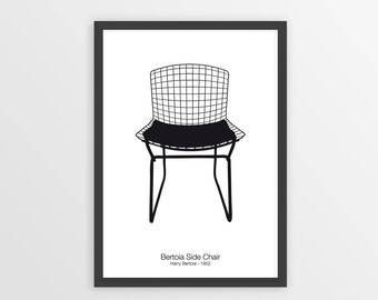 Bertoia Chair Print, Mid-Century Modern, Minimalist Wall Art (Digital Download)