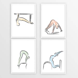 PILATES POSTER, Set de 4 Pilates Cartel, Pilates Art Print, Pilates Studio Decor, Pilates Inspiration, Pilates Wall Art, Pilates Gift