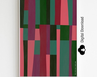 Bold Bauhaus-Inspired Block Print: Modern Abstract Art for Gallery Wall Digital Download