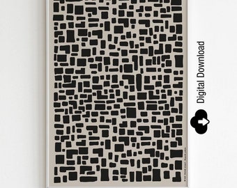 Minimalist Print - Black and White Abstract Printable Art - Japandi Digital Wabi Sabi Wall Decor - Neutral Scandinavian Instant Download