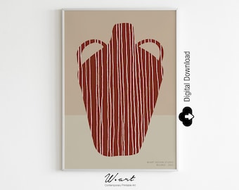 Abstract Vase Print: Wabi Sabi Scandinavian Art (Digital Download)