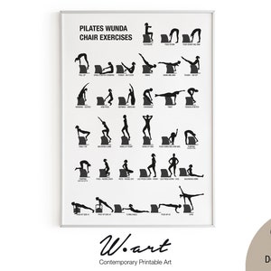 PILATES WUNDA CHAIR Übungen Diagramm digitaler Download, Pilates Studio Dekor, Geschenk für Pilates-Enthusiasten, Pilates Workout druckbare Poster