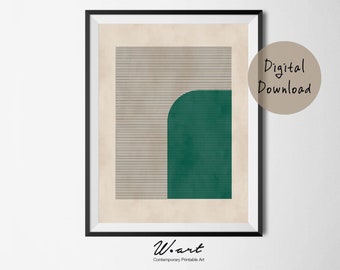 Green Geometric Print: Mid Century Modern Scandinavian Art (Digital Download)