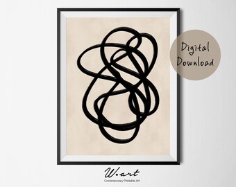 Abstract Line Art Print, Minimalist Painting (Digital Download)