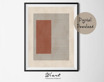 Burnt Orange Geometric Print: Mid Century Modern Scandinavian Art (Digital Download)